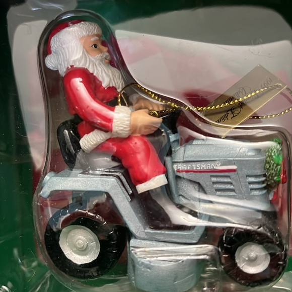 NWT Vintage 1995 90s Sears Craftsman Santa on Craftsman lawnmower ornament - Picture 2 of 8